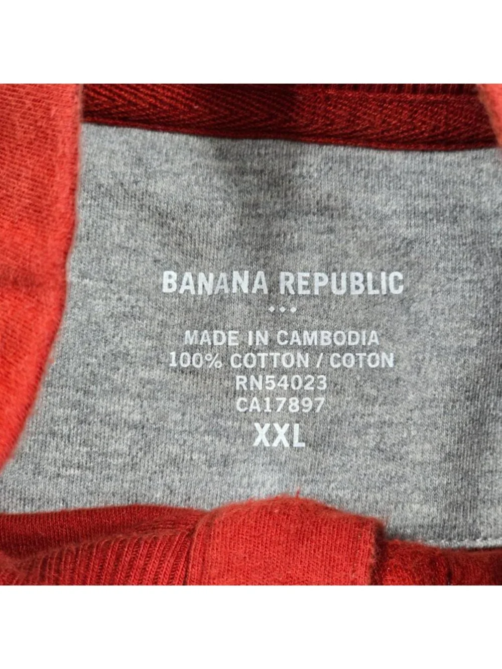 Banana Republic XXL Burnt Brick Red 100% Cotton Mock Neck Pullover Sweatshirt